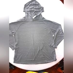 Brisas Gray Hooded Long Sleeve Shirt Perforated Stripes